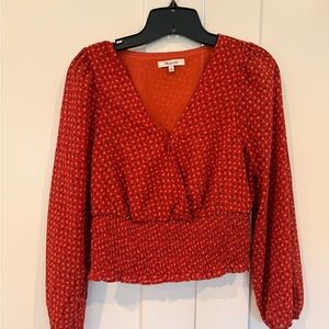 Madewell Red Patterned Blouse